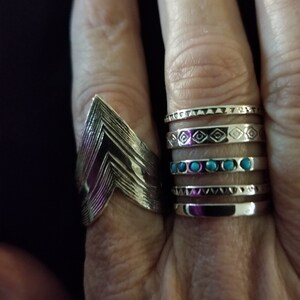 Boho Engraved Ring, Sterling Silver Ring for Women, Gemstone Statement ...