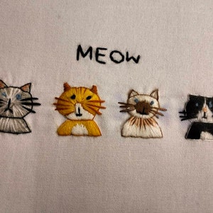 猫の刺繍キット初心者、クリエイティブな花と猫の刺繍キット猫、刺繍