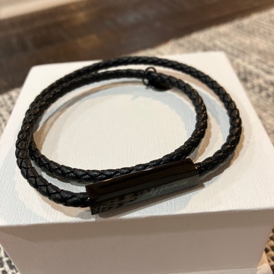 Custom Layered Leather Bracelet Personalized Engraved Mens - Etsy