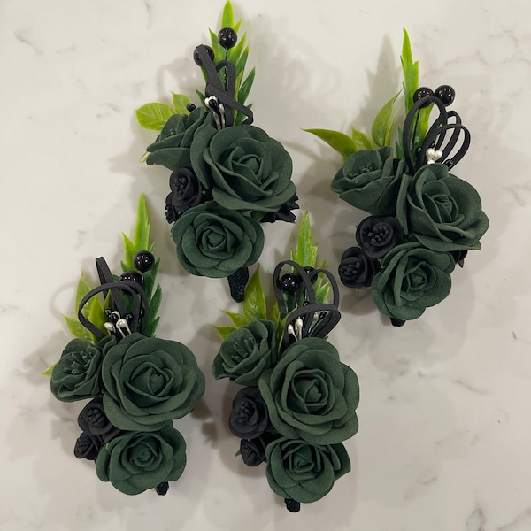 Black Round Rose Corsage
