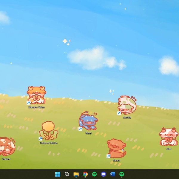 Cute Aesthetic Cows Desktop Laptop Icons + Wallpaper Pack - Etsy