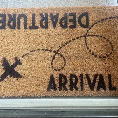 Arrivals Departures Funny Doormat, Flocked Coir Door Mat, Pilot Airport ...