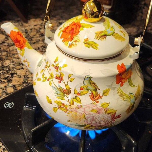Floral Tea Kettle for Stove Top, Vintage Kettle, Tea Kettle, Kettle ...