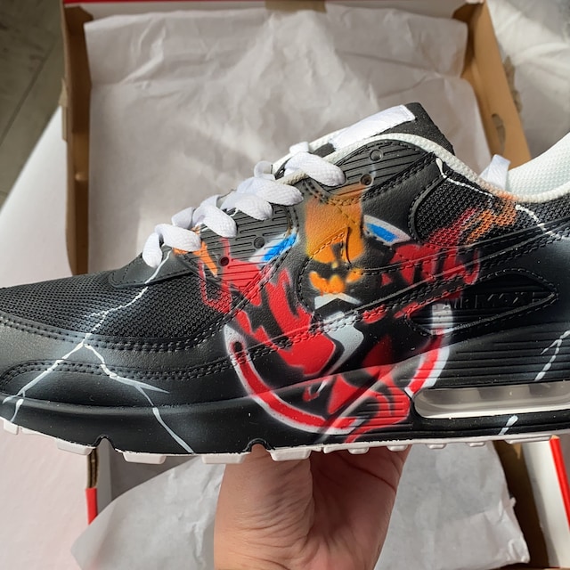 Blijkbaar sla Makkelijker maken Custom Painted Nike Air Max 90 Thunderdome Techno Sneaker Art - Etsy