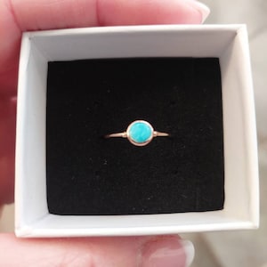 Customer photo from Rebecca, Dainty Raw Turquoise Ring in Yellow Gold