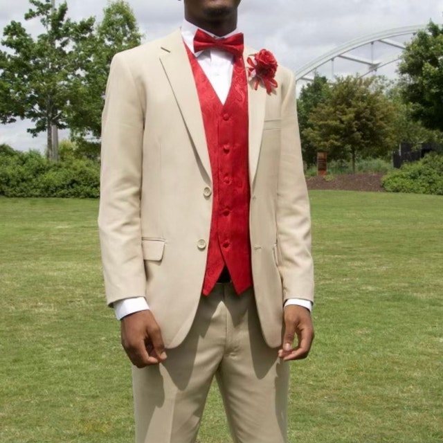 White Tuxedo Red Vest With Hat Red Dress White Tux With Red Vest