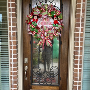 Christmas Wreath Whimsical Lime and Red Holiday Decor Polka - Etsy