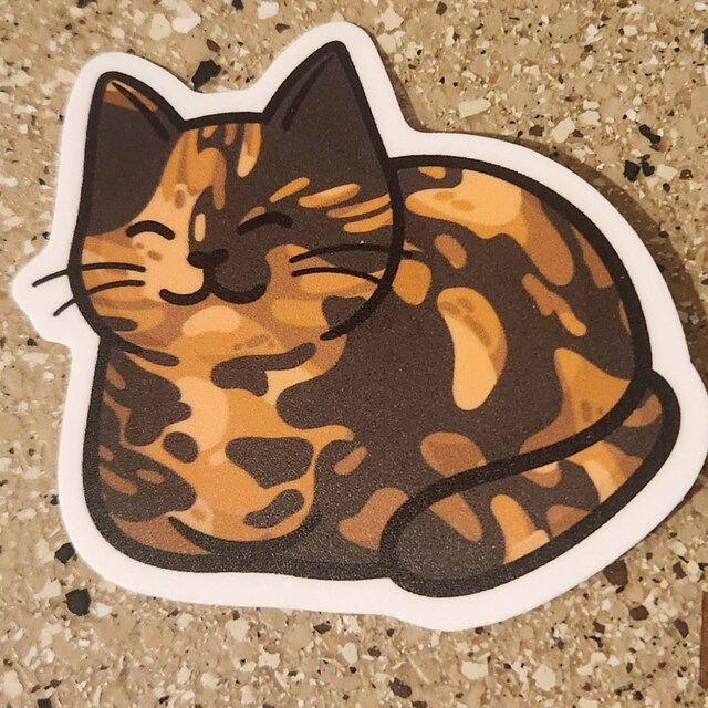 Tortie Cat Loaf Sticker; Tortoiseshell Kitty; Waterproof