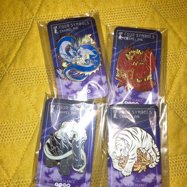 白虎・青龍・玄武・朱雀 四象嵌オリジナルエナメルピン - Etsy 日本