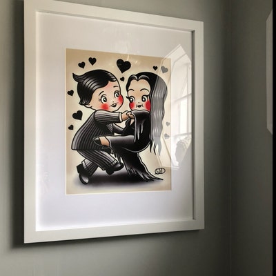 Kewpie Morticia and Gomez Tattoo Flash Art Print - Etsy