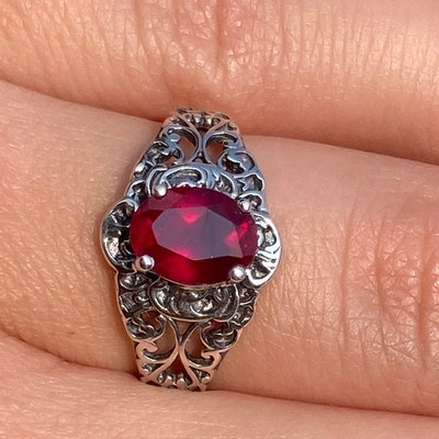 Natural Ruby Ring/ Solid Sterling Silver/ 1.34 Ct Oval Natural - Etsy