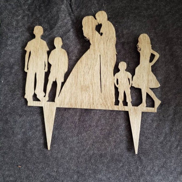 Family Wedding Cake Topper Bride and Groom Two Little Girls, Bride and ...