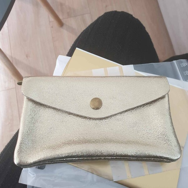 Porte-monnaie En Cuir Véritable Argenté Brillant - Modèle V1 Avec Fenêtre - Neuf Avec étiquettes