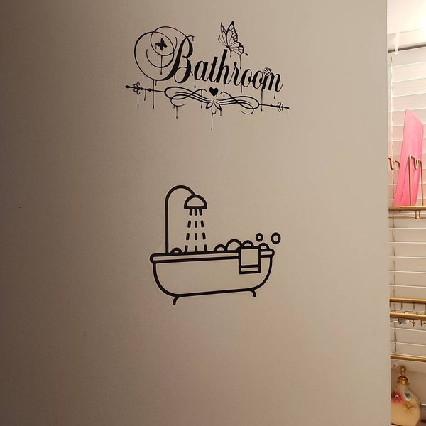 Oracal Bathroom Restroom Door Sign – Vinyl Wall Decal Sticker, Art Deco Style, 150