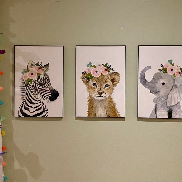 Safari Nursery Decor, Jungle Nurser Prints, Elephant, Lion, Zebra ...