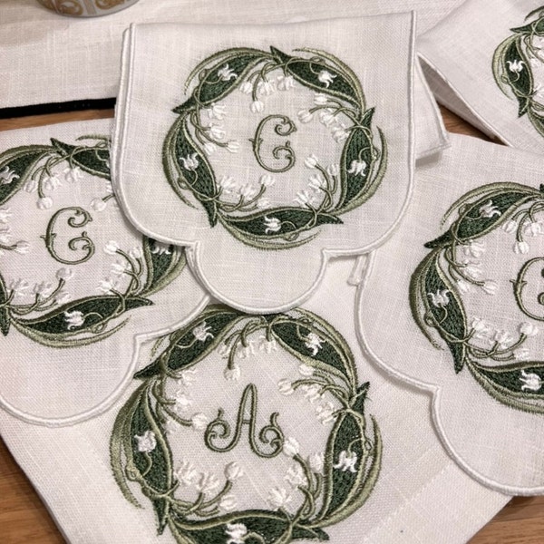 Lily of the Valley Embroidered Linen Napkins: Spring Decor - Etsy