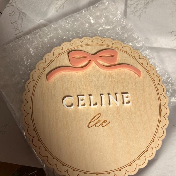 Wooden Lace Ribbon Bow Interchangeable Milestone Cards | Personalize ...
