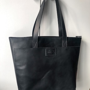 Black Leather Tote, Tote Leather Bag, Personalized Bag, Shopping ...