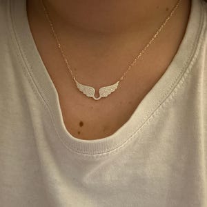 ゴールドエンジェルウィングネックレス、キュービックジルコニア
