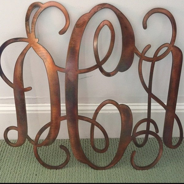 Metal Vine Monogram Personalized Initials Antique Copper Plated Letters ...
