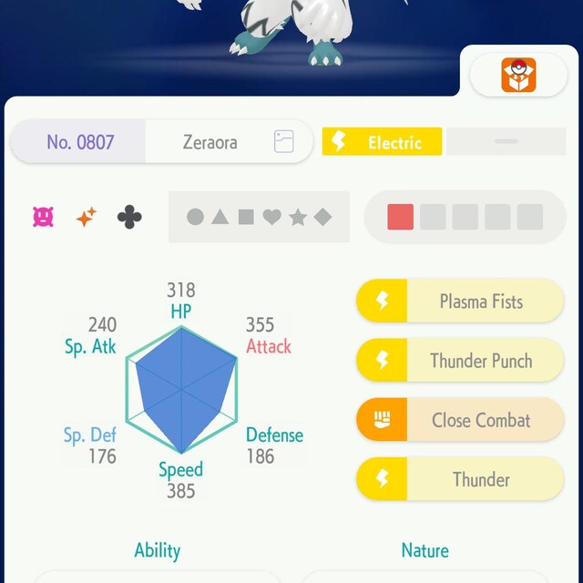 Pokemon HOME 6IV Shiny ZERAORA Pokémon Home Trade Scarlet Violet