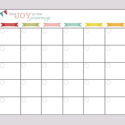 Blank Monthly Calendar Printable Monthly Calendar Dry Erase Calendar