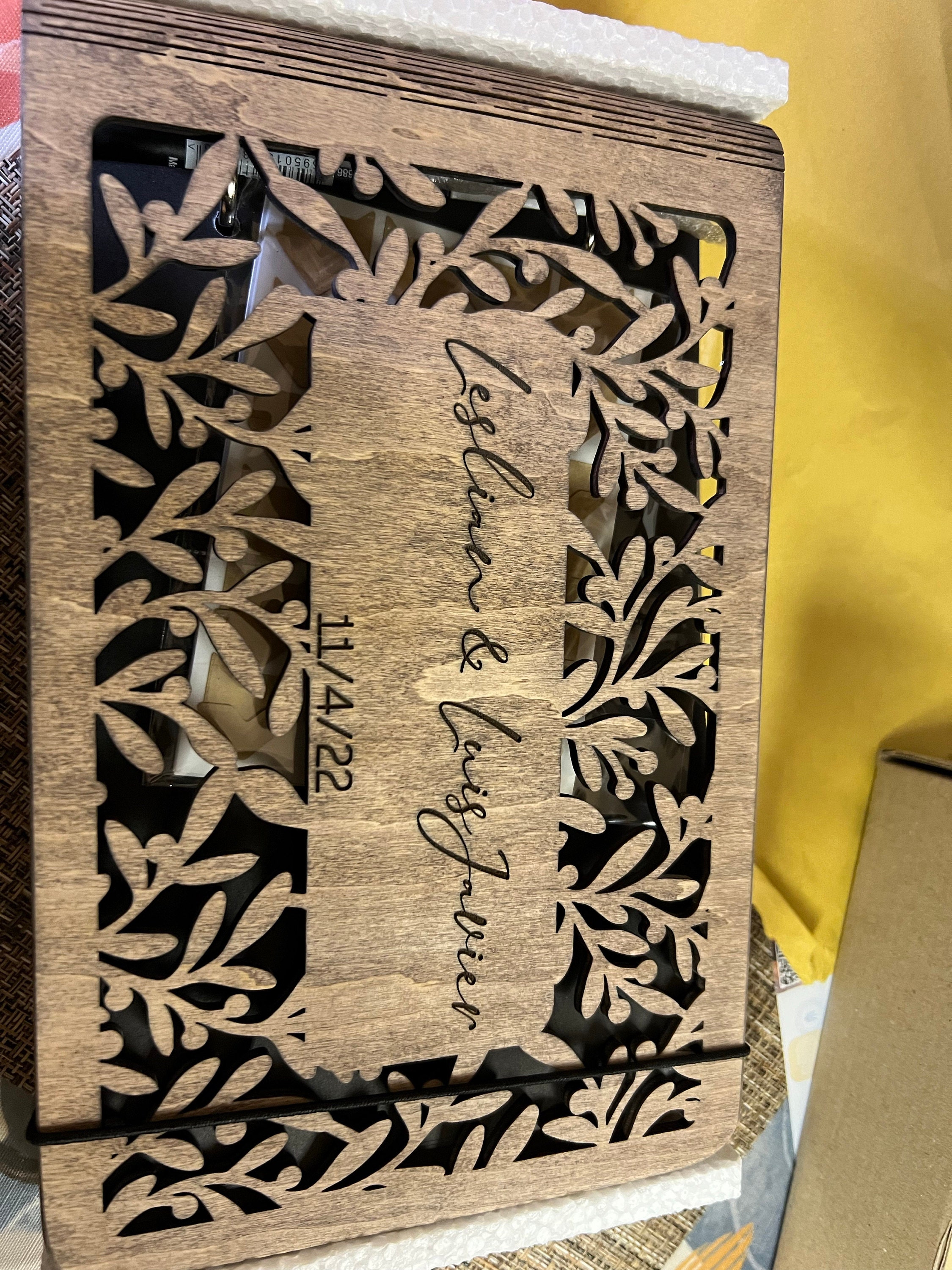 Personalized Gift, Wooden Photo Album Engraved, Scrapbook Album for Her, Custom Family Photo Album Honeymoon, Christmas Gift for Couple