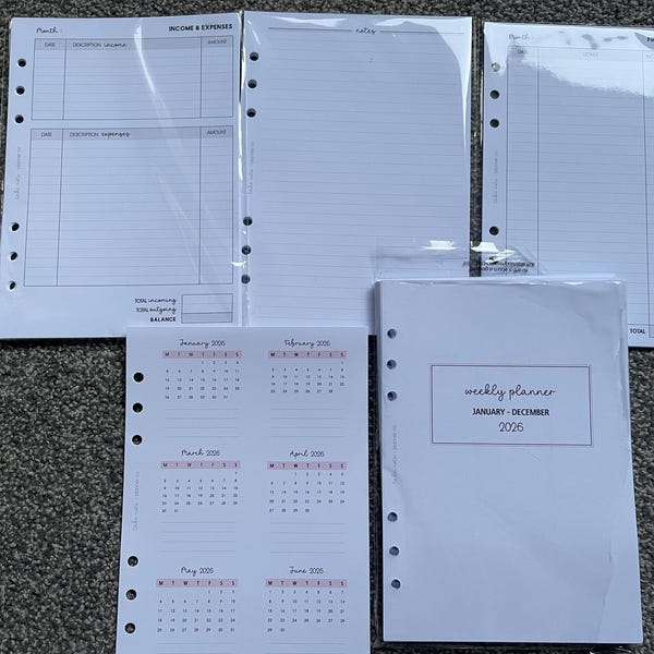 DATED Weekly Vertical Planner Inserts A5 | Diary Page Refill [classic ...