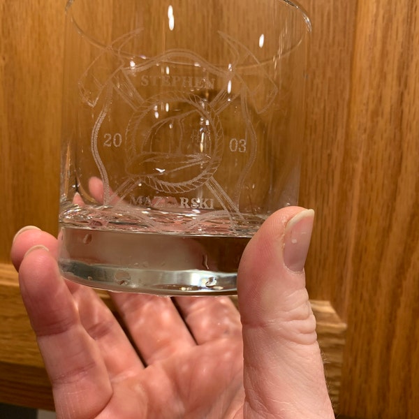 Firefighter Engraved Whiskey Glass - Fireman Rocks Glass, Firefighter Gifts, Gift for Him, Fire ...