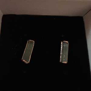 Customer photo from Laurie, Raw Bar Aquamarine Stud Earrings