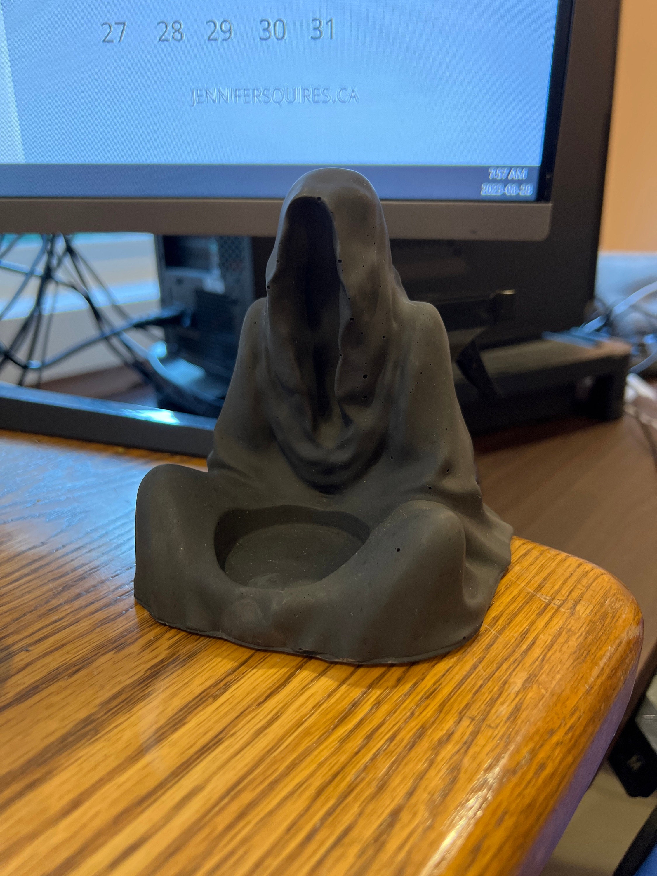 Jesmonite Ghost Candle Holder-Halloween Ghost Decorations for Fall-Spooky Ghost Candlestick Holder-Gothic Home Decor