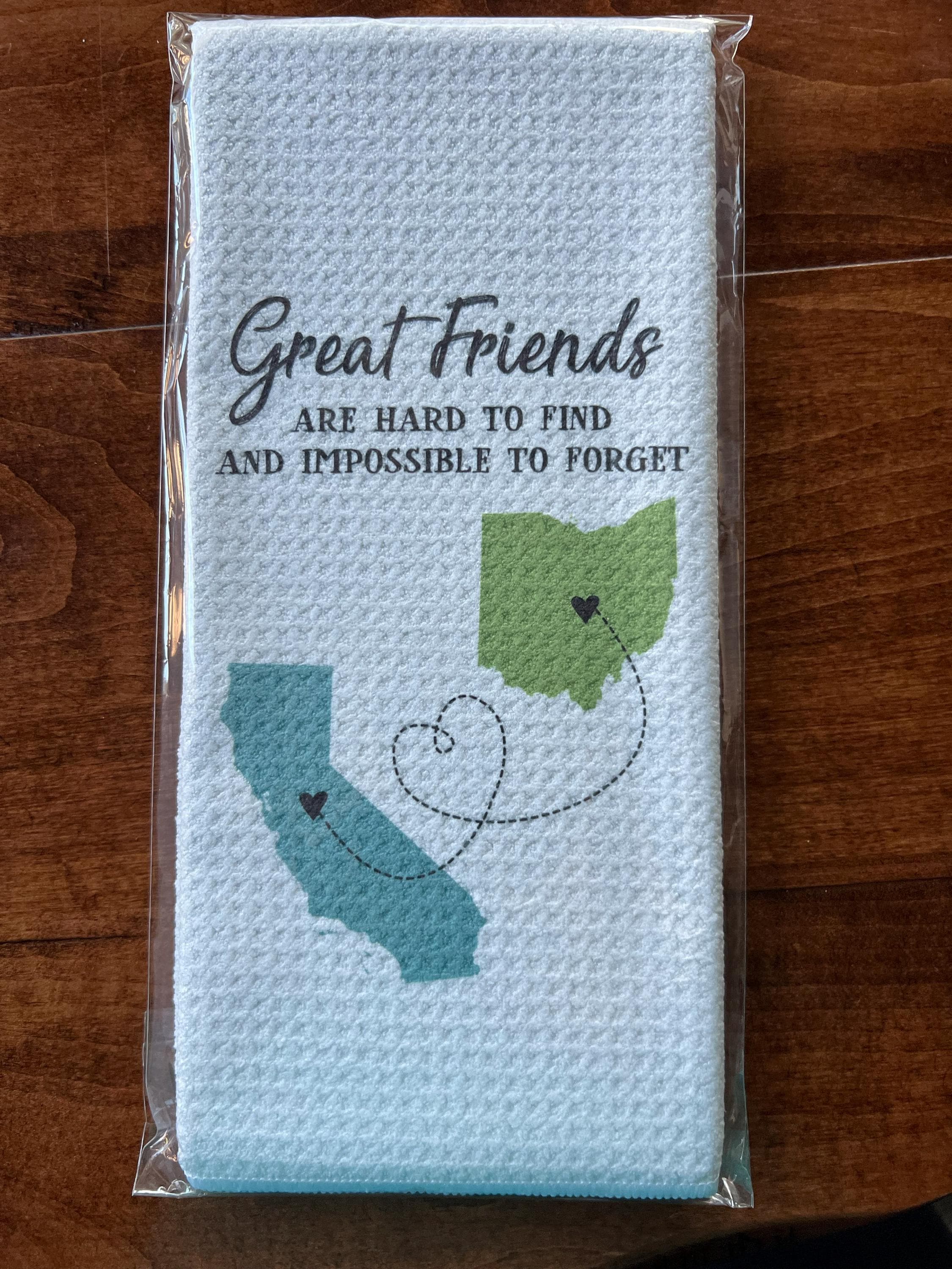 Long Distance Two State Friends Dish Towel | Personalized Kitchen Towel | Going Away Gift | Personalized Dish Towel | Gift For Friend