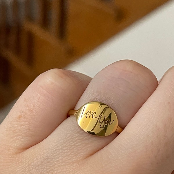 Engraved Handwriting Ring: Custom Sterling Silver Signature Ring - Etsy
