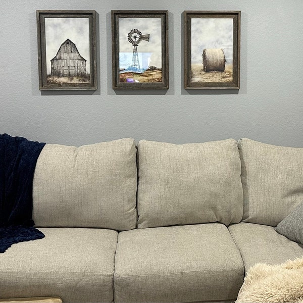 Farmhouse Wall Art Set of Three Rustic Farm Prints - Painting of ...