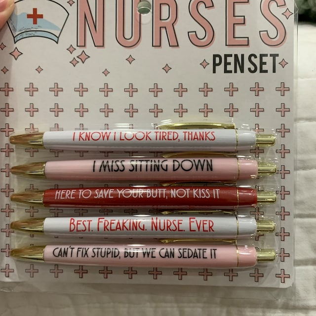 5pcs Funny Nurse Pen Set With Quotes, Funny Nurse Gift - GoDuckee