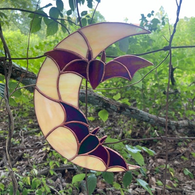 Bats and Moon Stained Glass Pattern Pdf Digital File Digital Pattern - Etsy