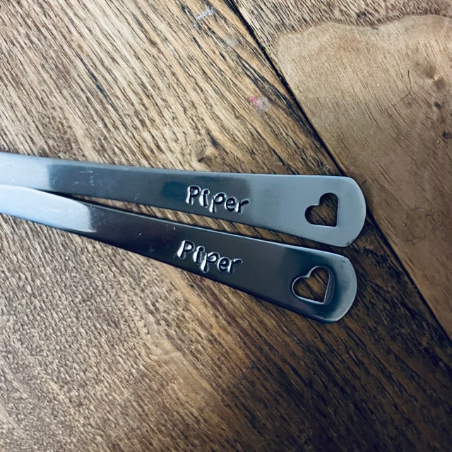 SALE Set of 2 Hand Stamped Custom Silver Baby Spoons