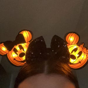 Light up Pumpkin Mouse Ears Illuminated Halloween Headband  display picture 2