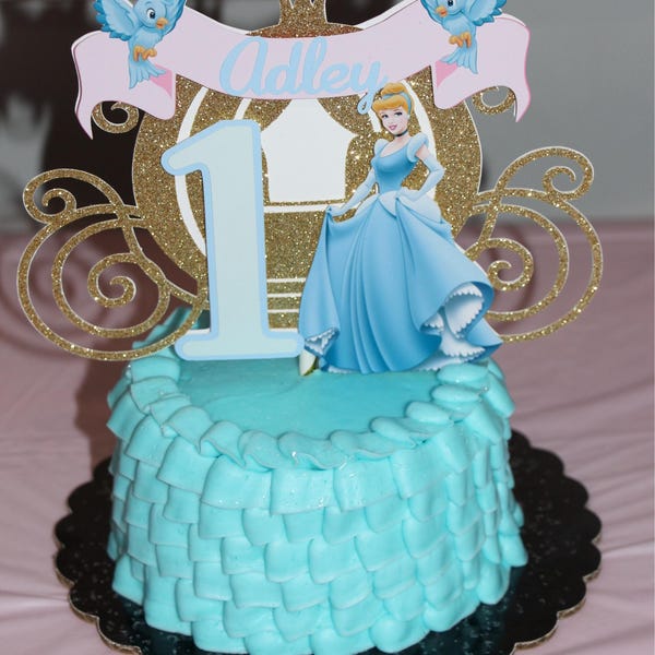 Cinderella Gold Glitter Carriage Cake Topper - Princess Party ...