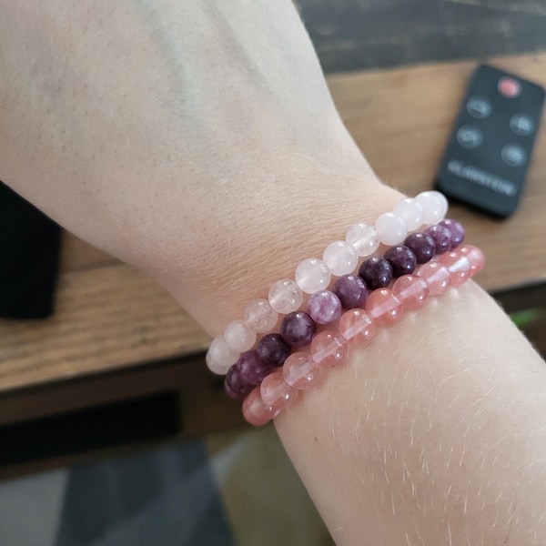 Candyfancy 8mm Natural Stone Stretch Bracelet - Healing Elastic Beaded Bracelet For Women & Men, Fits 6-6.8 Inch Wrist