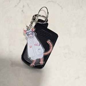 Lab Rat Keyring, Laboratory Rat, Albino Science Rat Keychain