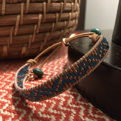 Native American Leather and Handwoven Beaded Adjustable - Etsy