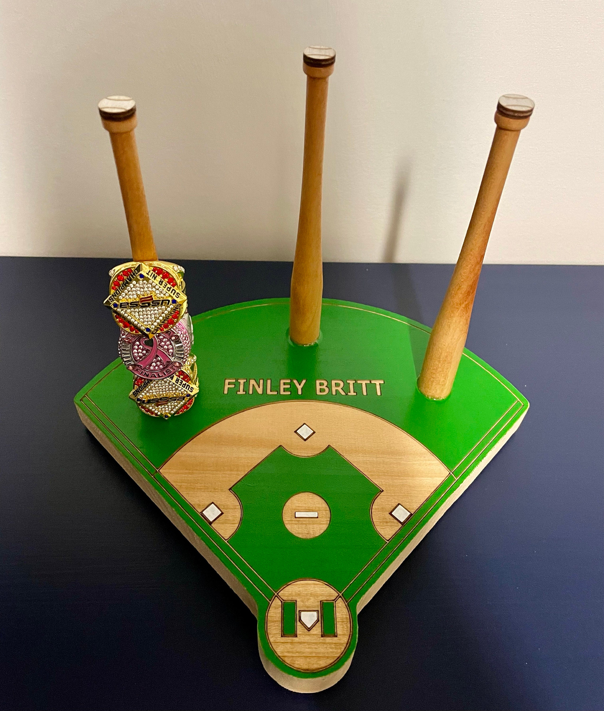 BASEBALL or SOFTBALL RING Holder + Tournament Ring Display + Championship Ring Rack + Customized Gift