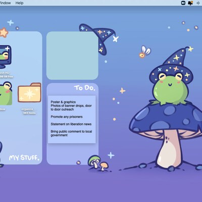 Wizard Frog Computer Desktop Theme Background Wallpaper Organizer Set ...