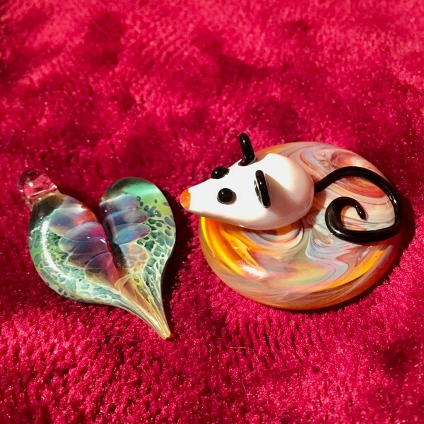 Boomwire Handmade Glass Ice Heart Pendant – Lampwork Boro Jewelry, Clear, USA