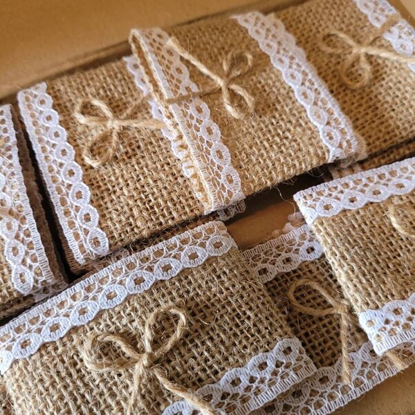 Lot De 6 Ronds De Serviette En Toile De Jute Faits Main - Décoration Automne, Thanksgiving Et Noël