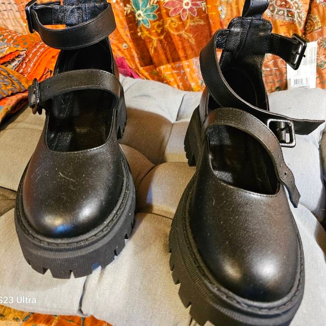 Classic Mary Jane, Black Summer Shoes, Open Strappy Shoes