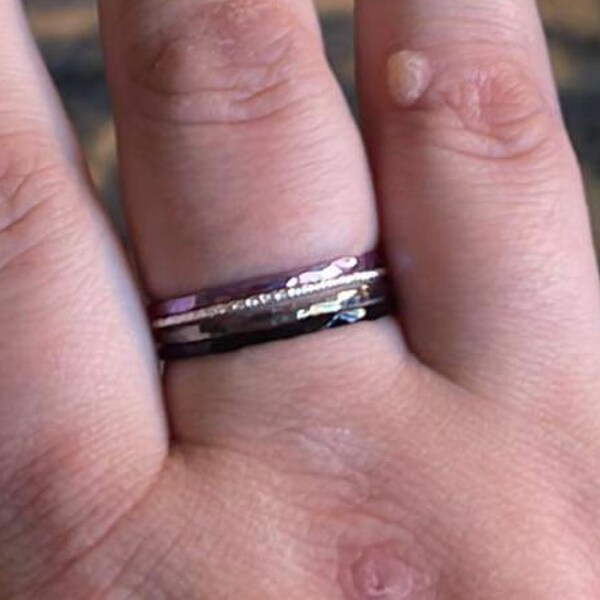 Super Thin Violet Silver Stackable Ring(s),purple Ring,purple Stacking ...