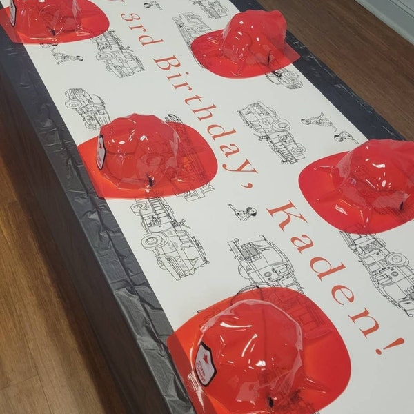 Personalized Fireman Birthday Decorations Coloring Table Runner ...