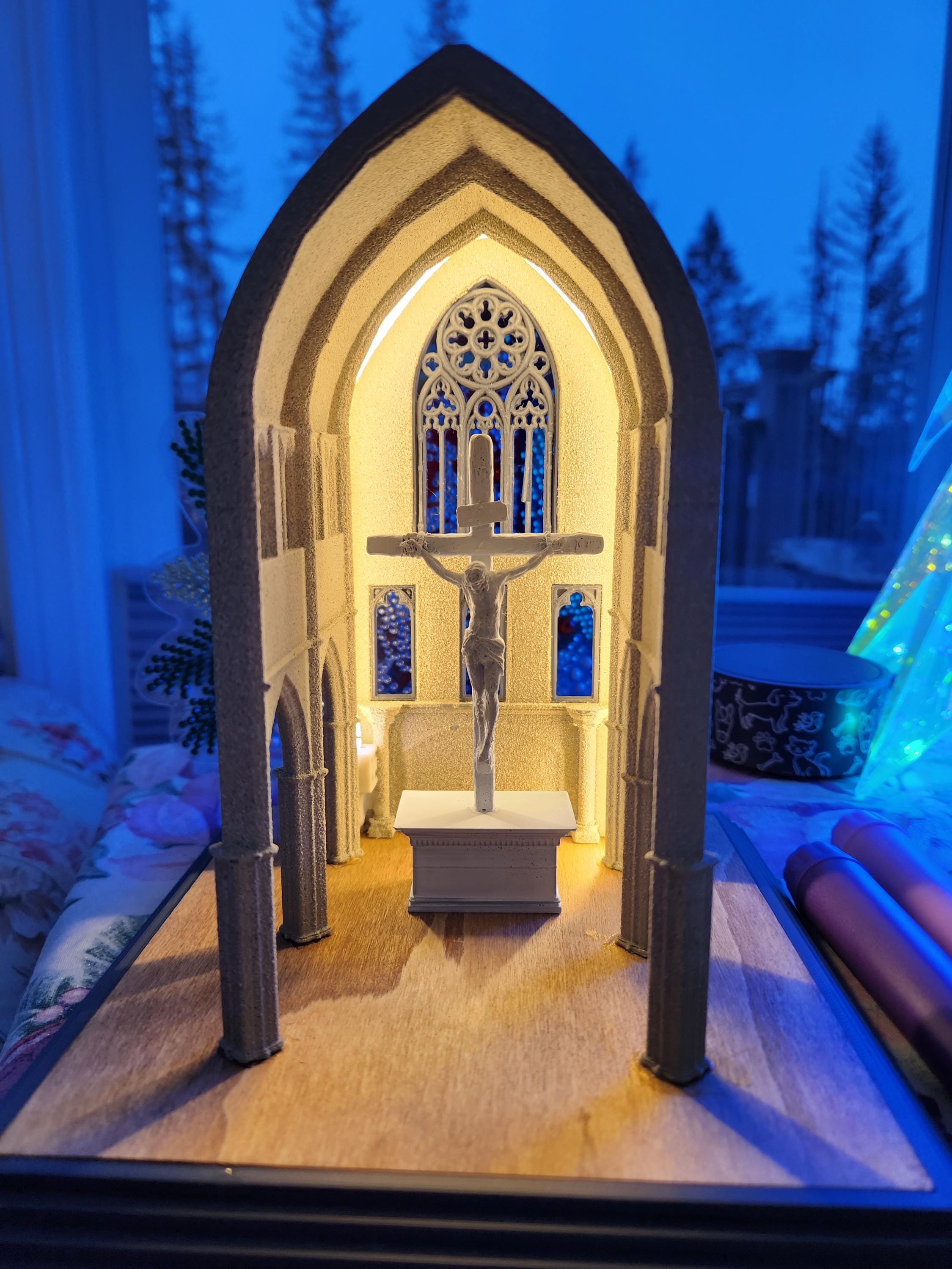 Mini-Kirchenlampe Jesus gekreuzigt Jungfrau Maria Jesus mit Heiligem Herzen